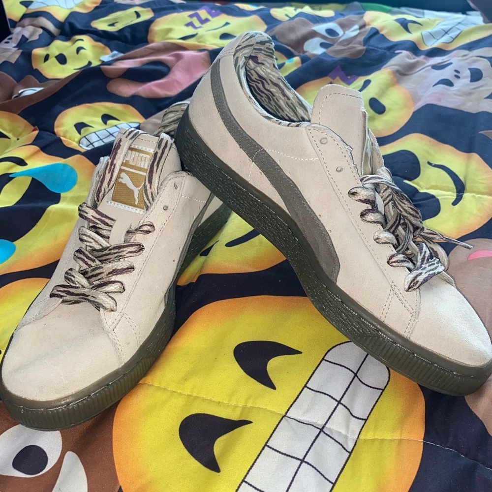 Puma Suede - Beige & Olive Green